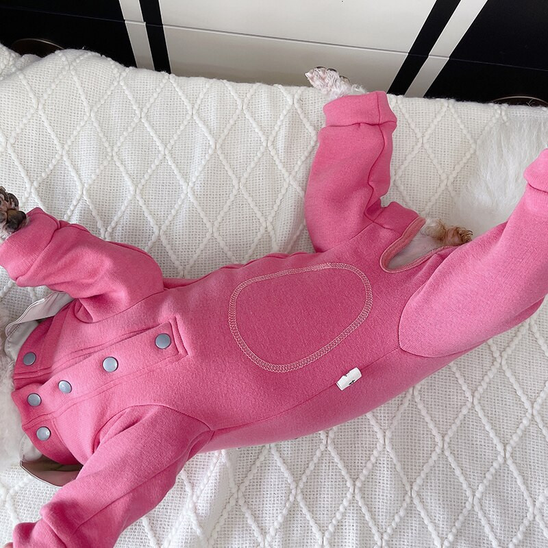 Lemmiklooma koerte kombinesoon, soe 100% puuvillane kutsikariided fliisvoodriga särgikraega pidžaamad kaitsevad kõhtu kaitsvad kombinesoonid väikestele koertele