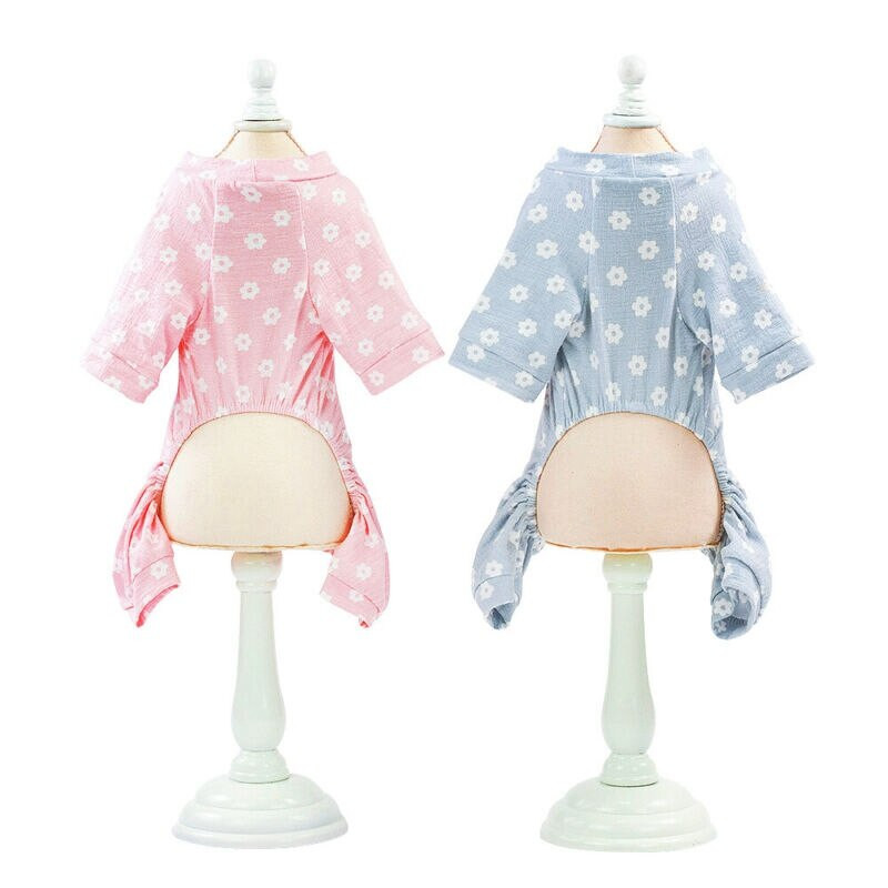 Roztomilé ružové pyžamo pre psov, overal, pohodlné bavlnené zimné oblečenie pre šteniatka a mačky pre stredné psy