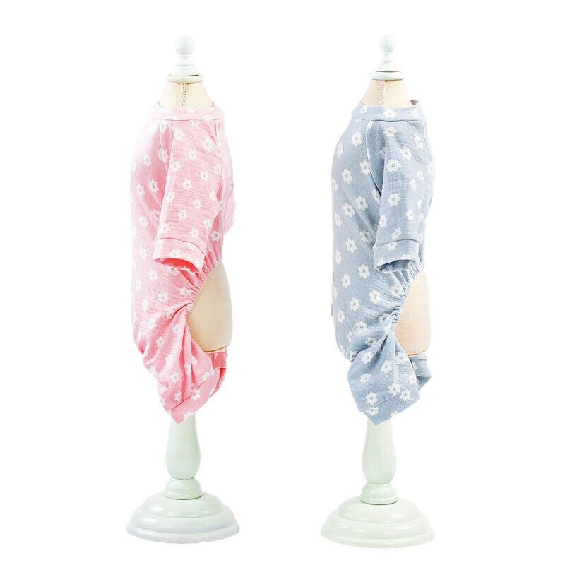 Roztomilé ružové pyžamo pre psov, overal, pohodlné bavlnené zimné oblečenie pre šteniatka a mačky pre stredné psy