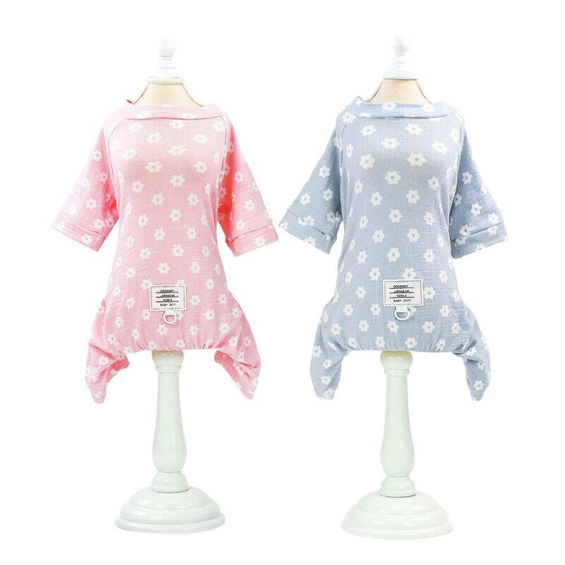 Roztomilé ružové pyžamo pre psov, overal, pohodlné bavlnené zimné oblečenie pre šteniatka a mačky pre stredné psy