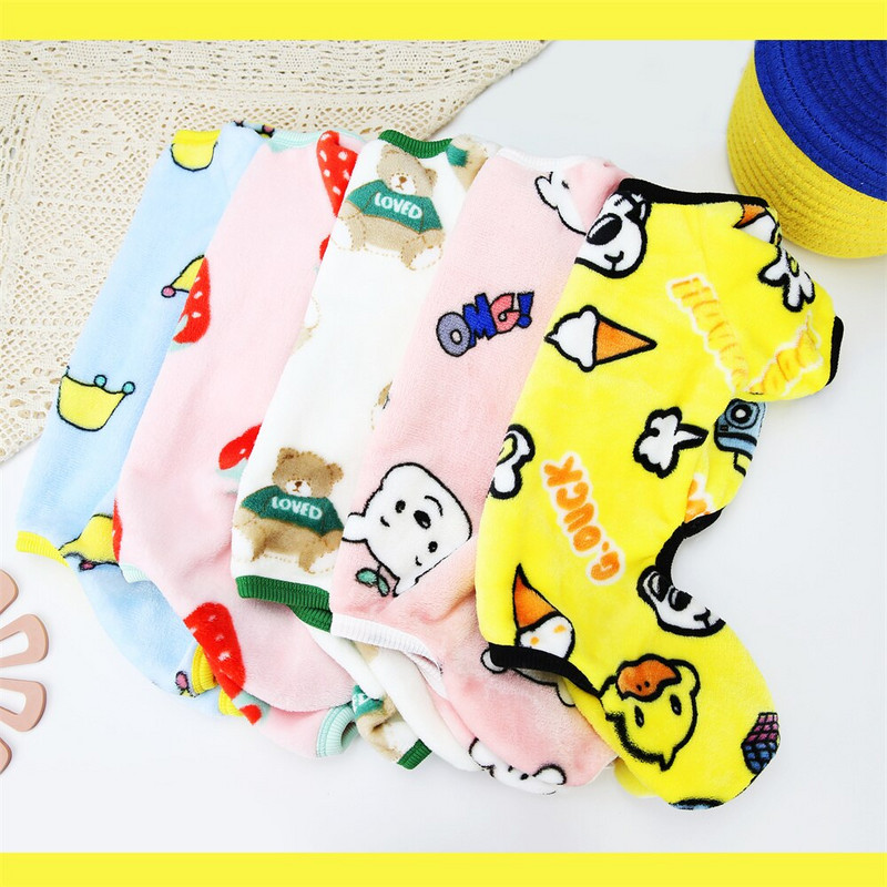 Cartoon Print Koerte pidžaama Soe fliisist lemmikloomade kostüüm väikestele koertele Pomeranian Yorkshire`i talve kutsikariided Pijama perro