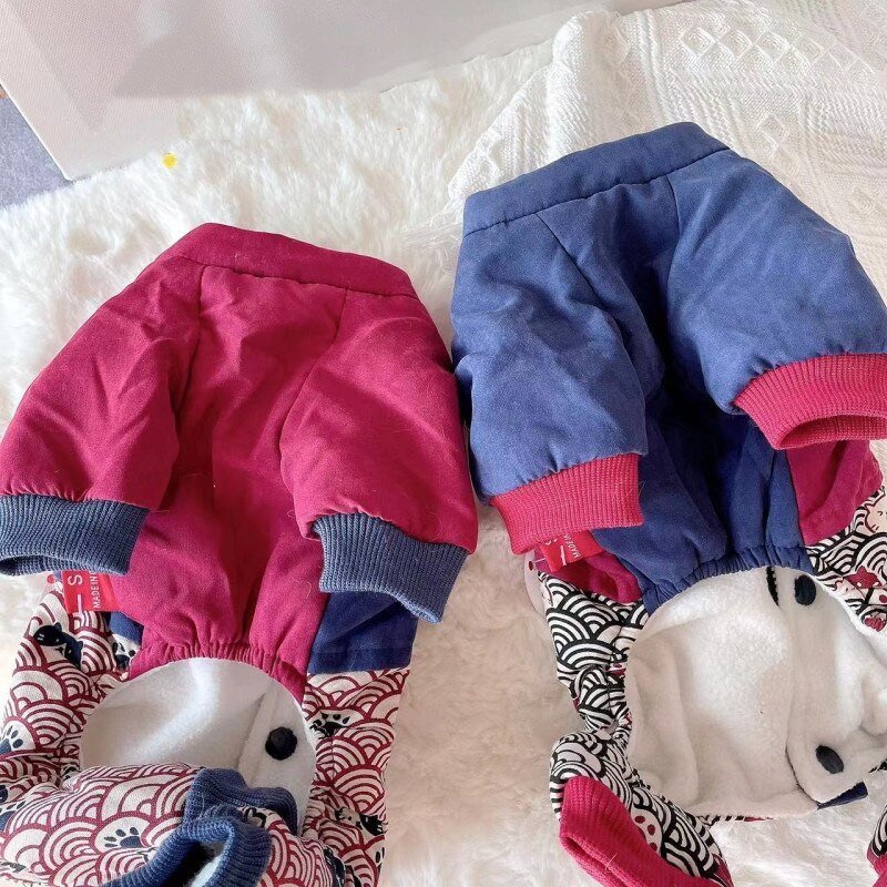 Uusaasta koerariided Tang-ülikond Talvine lemmikloomariided Jumpsuit Yorkie Pomeranian puudli bichon šnautseri koerte kostüümid