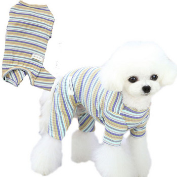 Rainbow Strips Ρούχα για σκύλους Πιτζάμες για μικρό σκύλο Chihuahua Κουκούλες για κουτάβια κοντομάνικα μπλουζάκια για κατοικίδια Ολόσωμες πιτζάμες