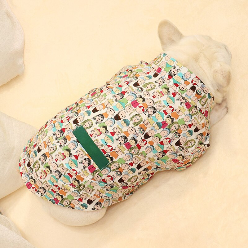 Prancūzų buldogo šunų marškinėliai Vasariniai mopsai šunų drabužiai Pudelis Bišonas Šnauceris Prancūziški šunų kostiumai Drabužiai Corgi Shiba Inu Drabužiai