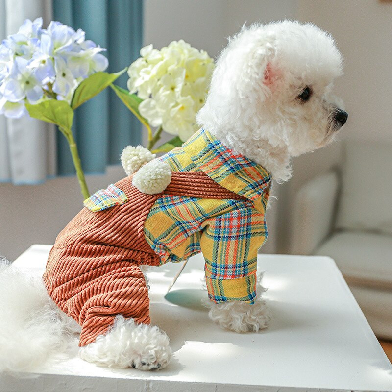 2022, toamnă iarnă, haine noi pentru animale de companie, haine pentru câini, pisici, calde, mingi, cu curele în carouri, pantaloni, ocazional, haine mici, medii, pentru câini