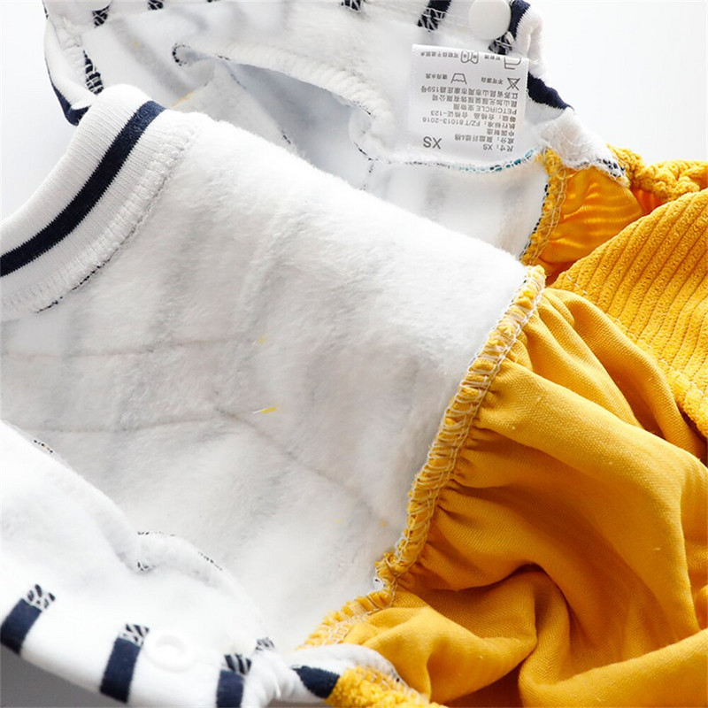 Λούτρινο φούτερ με ρίγες με στρογγυλή λαιμόκοψη Winter Dogs Jumpsuit Casual outdoor κοστούμι για μικρά σκυλιά Bichon Dog βελούδινη φόρμα πιτζάμα