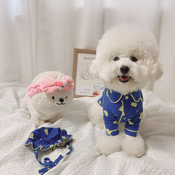 2022 Нови пижами за кучета Сладки ризи Модни френски дрехи за кучета Чихуахуа Ropa Perro Облекло за малки кучета Гащеризони за домашни любимци с шапка