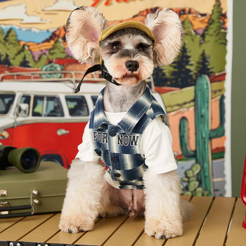 Нова шахматна дънкова риза за кучета Жилетка Зимни топли дрехи за кученца за домашни любимци за малки средни кучета Теди Шнауцер Йоркширски териер