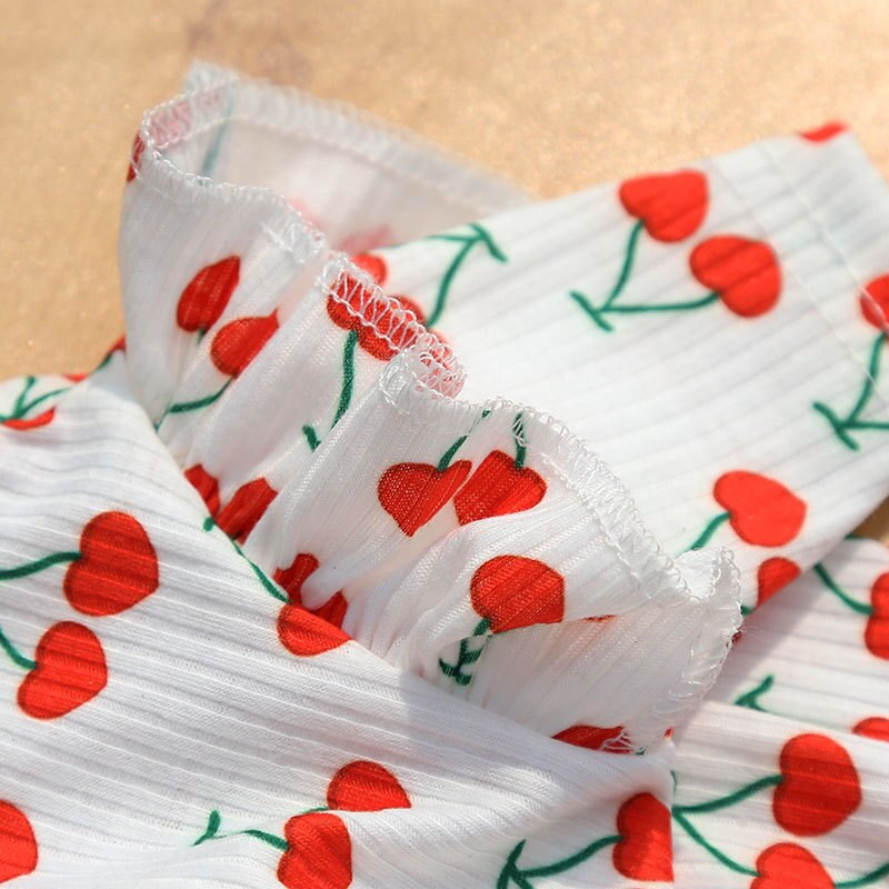 Jarné letné psíky, roztomilé pyžamo s čerešňovou potlačou, lietajúce rukávy, spodná košeľa, oblečenie pre psov pre malé psy, svetre pre čivavy