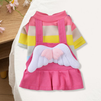 Pet Romper Lovely Winter Thickened Cartoon ριγέ εκτύπωσης Pet Romper Άνετη φόρμα για κατοικίδια