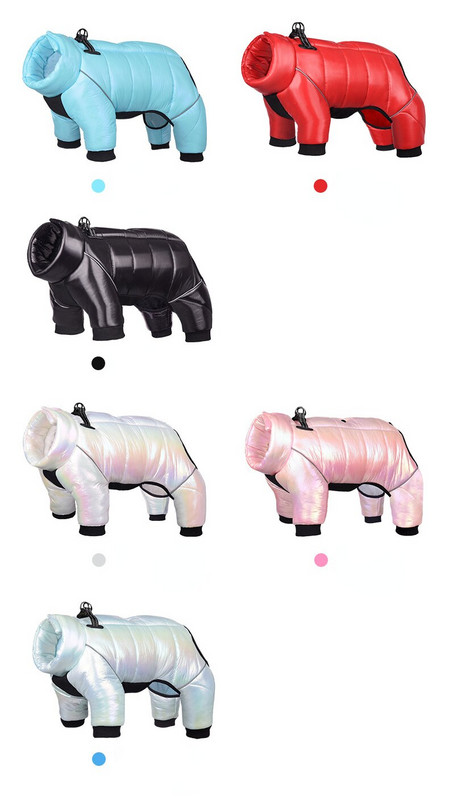 Zimná páperová bunda pre psov, nepremokavé oblečenie pre veľkých psov, teplý kabát, šteňací overal, reflexný postroj pre domáce zvieratá, buldog, yorkshirský pudel, mops