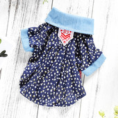 Haine pentru pisici din bumbac floral, haine de vară pentru animale de companie, jachetă pentru câini de talie mică, mijlocie, chihuahua, Yorkshire, costume, cafea albastră