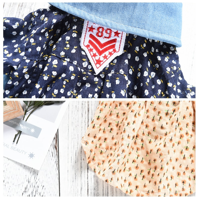 Haine pentru pisici din bumbac floral, haine de vară pentru animale de companie, jachetă pentru câini de talie mică, mijlocie, chihuahua, Yorkshire, costume, cafea albastră