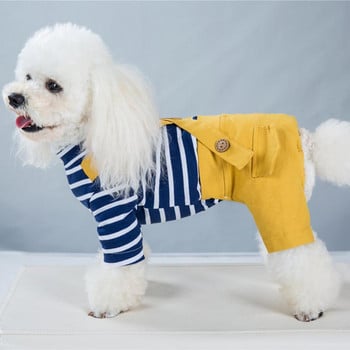 Ολόσωμες φόρμες για κατοικίδια ριγέ Keep Warm Cotton Dog Cute ζαρτιέρες για την Άνοιξη