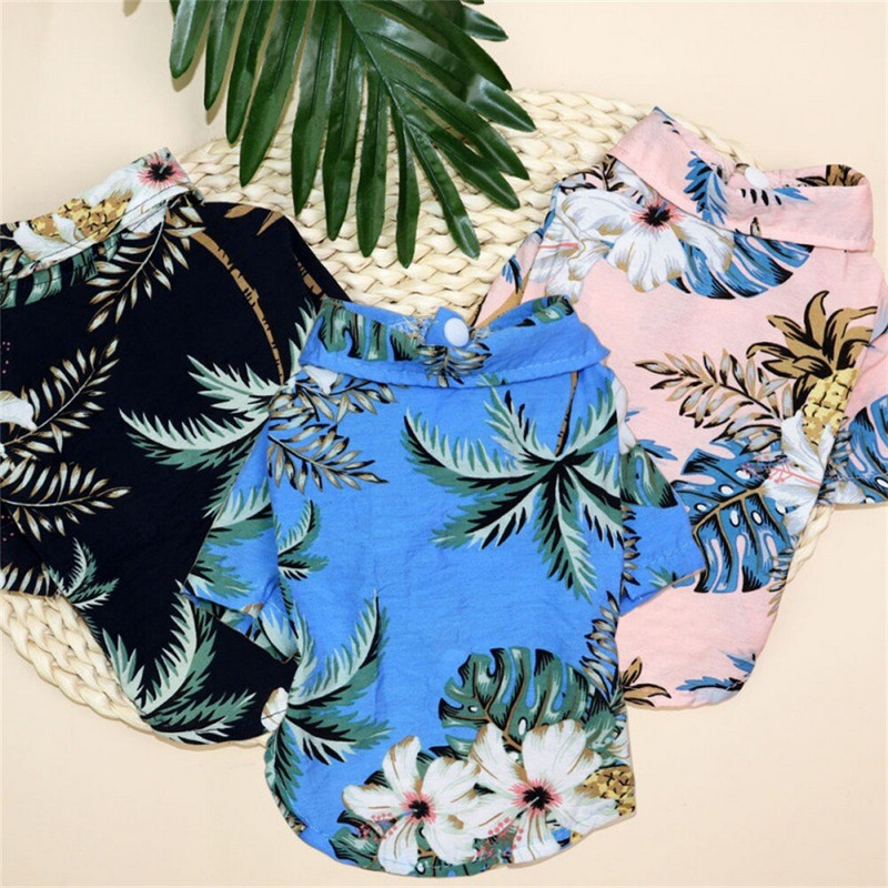 Hawaii trükitud koerte särgid hingavad lahedad kassid riided Hawaii stiilis lilledega lemmikloomade suve T-särk Rannaäärne kutsika kampsun