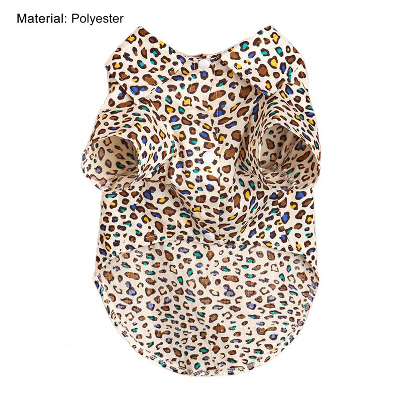 Costum pentru câini cu imprimeu leopard haine pentru animale de companie drăguț adorabil îmbrăcat respirabil guler cu revere ținută cămașă cu mânecă scurtă pentru animale de companie