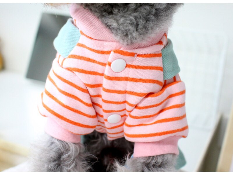 Χαριτωμένα κινούμενα σχέδια για σκύλους ριγέ φόρμες Κοστούμια για κουτάβι Ρούχα μικρού σκύλου Ρούχα για σκύλους Yorkshire Pomeranian Poodle Clothing S