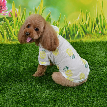 Дрехи с печат на домашни кучета Теди Лятна слънцезащитна риза Тънки дрехи с качулка Леки дишащи кучешки слънцезащитни дрехи Пижама за кучета