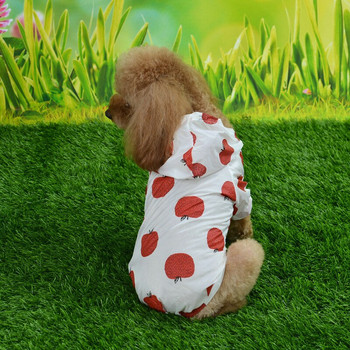Дрехи с печат на домашни кучета Теди Лятна слънцезащитна риза Тънки дрехи с качулка Леки дишащи кучешки слънцезащитни дрехи Пижама за кучета