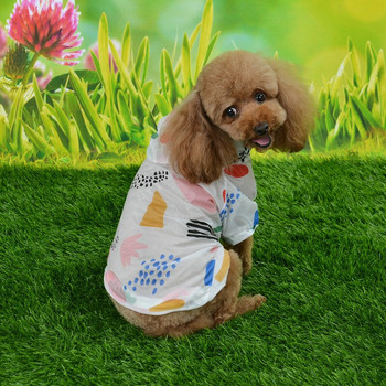 Ρούχα με στάμπα για σκύλους κατοικίδιων ζώων Teddy καλοκαιρινό αντηλιακό πουκάμισο Λεπτά ρούχα με κουκούλα Ελαφρύ αναπνεύσιμο αντηλιακό για σκύλους Πιτζάμες για σκύλους