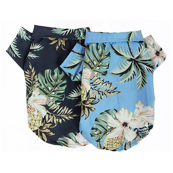 Καλοκαιρινά ρούχα για σκύλους Cool Beach Μπλουζάκι για σκύλους σε στυλ Χαβάης με κοντό μανίκι εκτύπωση δέντρων καρύδας 2021 Νέο δώρο μόδας για κατοικίδια