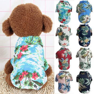 Летни дрехи за кучета Cool Beach Hawaiian Style Dog Cat Shirt Short Sleeve Printing Coconut Tree 2021 Нов моден подарък за домашен любимец