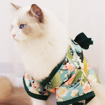 Сладко, креативно, котка, куче, дрехи за домашни любимци, японски стил, щампа с цветя, сладък бантик, кимоно за домашни любимци, пролет, есен, рокля за домашни любимци, консумативи