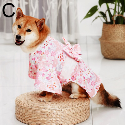 Armsad loomingulised kassikoera riided Jaapani stiilis lillega trükitud armsad kikisõlmed lemmikloomade kimono kevad-sügis lemmikloomade kleidi kostüümitarbed