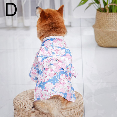 Armsad loomingulised kassikoera riided Jaapani stiilis lillega trükitud armsad kikisõlmed lemmikloomade kimono kevad-sügis lemmikloomade kleidi kostüümitarbed