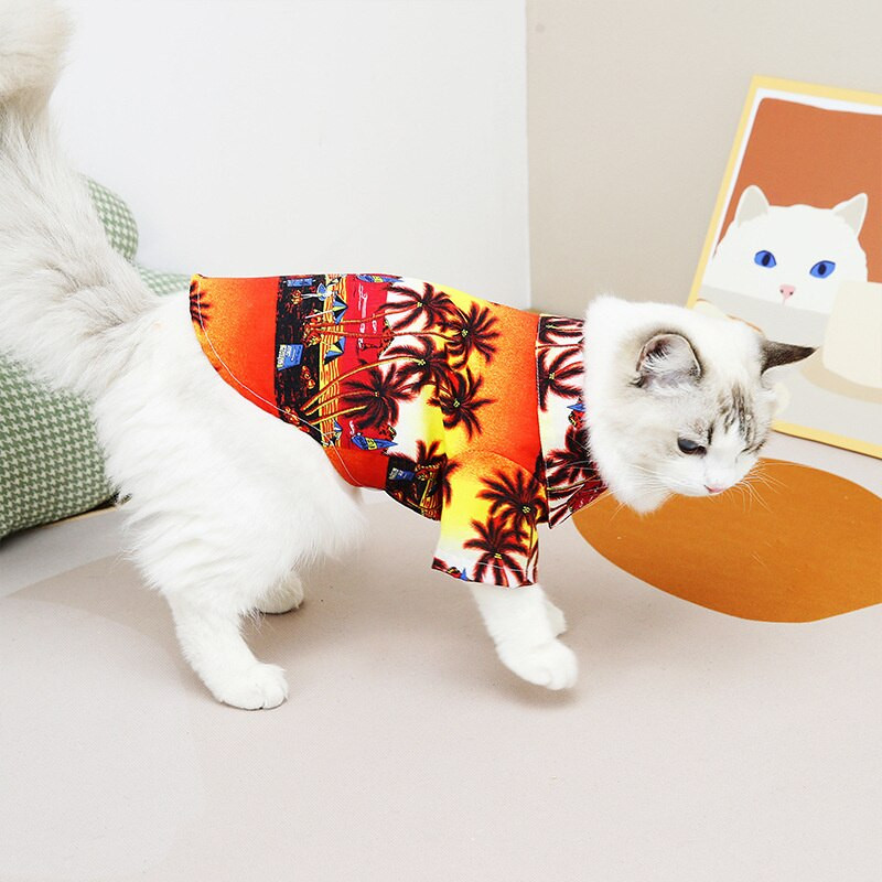 Σκύλος καλοκαιρινό πουκάμισο Χαβάης πουκάμισο παραλίας για μικρά σκυλιά κατοικίδια γάτα ανοιξιάτικα ρούχα γατάκι Chihuahua Teddy