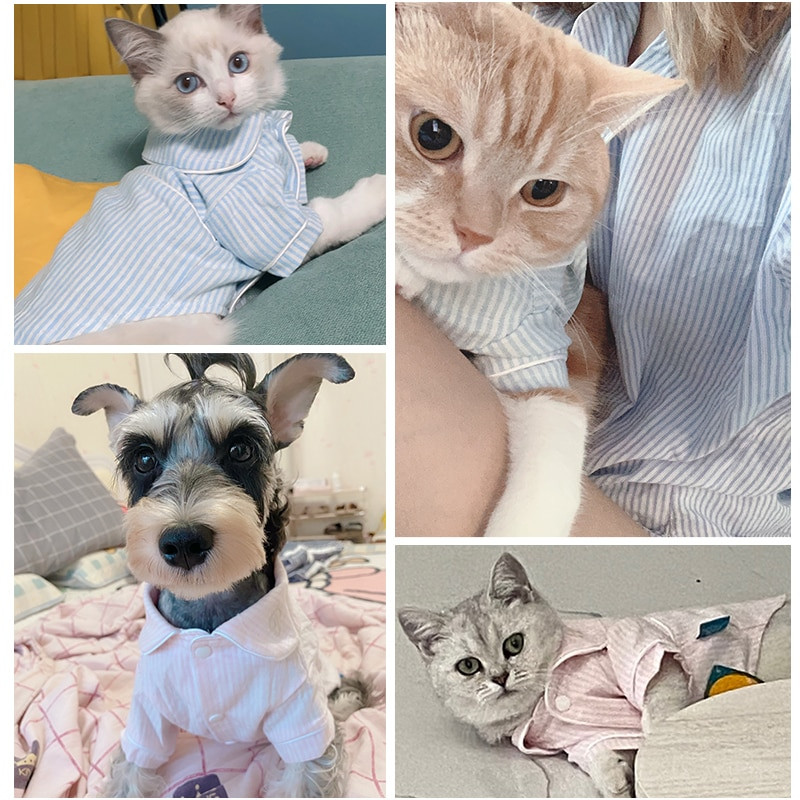 Košulja za pse od čistog pamuka, prozračna pidžama za pse, pidžame za štene, odjeća za spavanje za male pse, kostim za kućne ljubimce na pruge za francuskog buldoga