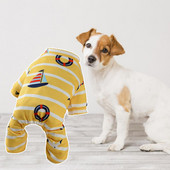 Salopetă pentru animale de companie Pijamale pentru câini rezistente la vânt Salopetă cu imprimeu în dungi Haine acasă pentru toamnă