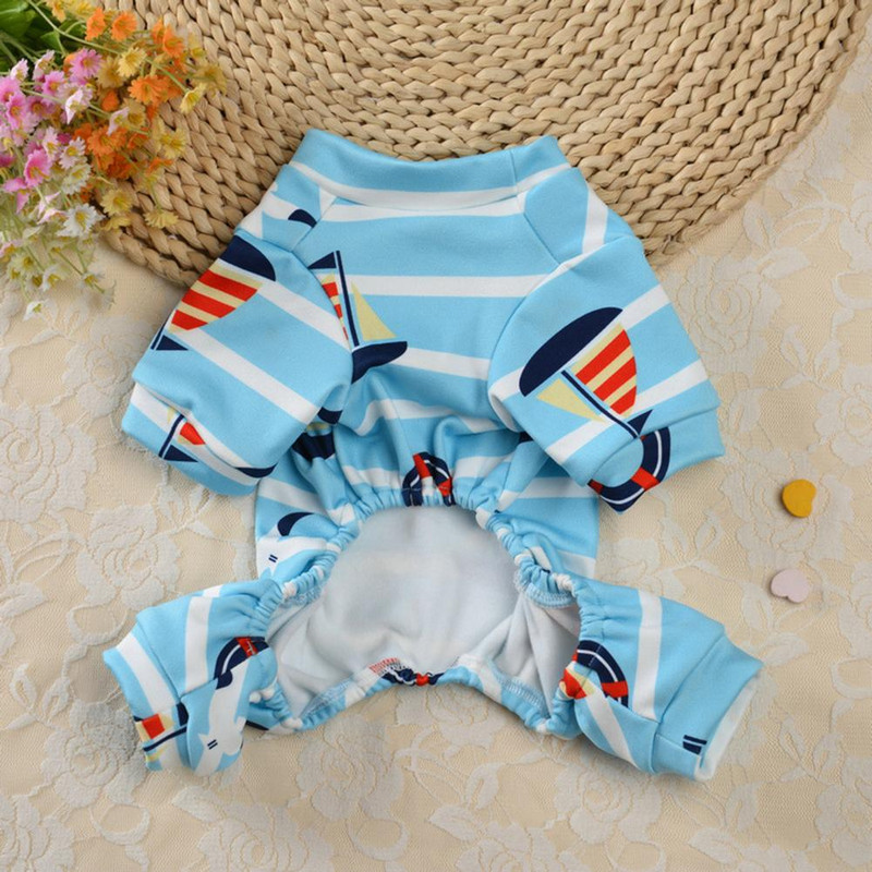 Salopetă pentru animale de companie Pijamale pentru câini rezistente la vânt Salopetă cu imprimeu în dungi Haine acasă pentru toamnă