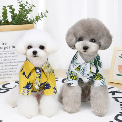 Animal de companie câine hawaian de vară haine de plajă vestă cămăși subțiri haine pentru animale de companie tricou floral pentru pisică mică câine teddy pudel