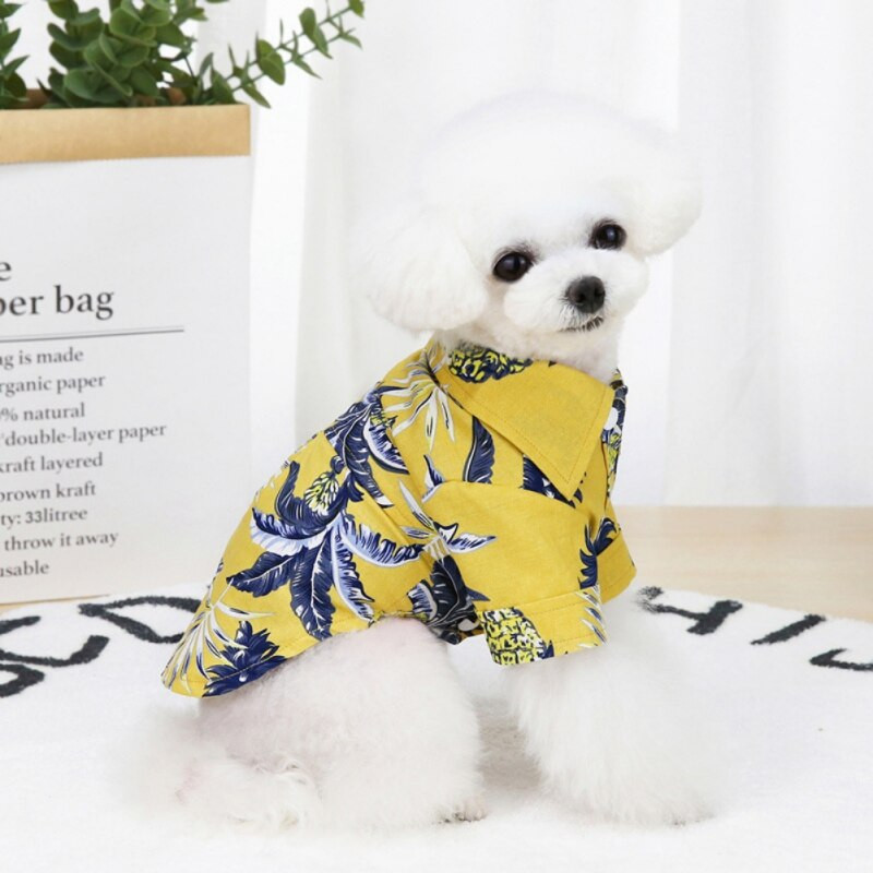 Animal de companie câine hawaian de vară haine de plajă vestă cămăși subțiri haine pentru animale de companie tricou floral pentru pisică mică câine teddy pudel