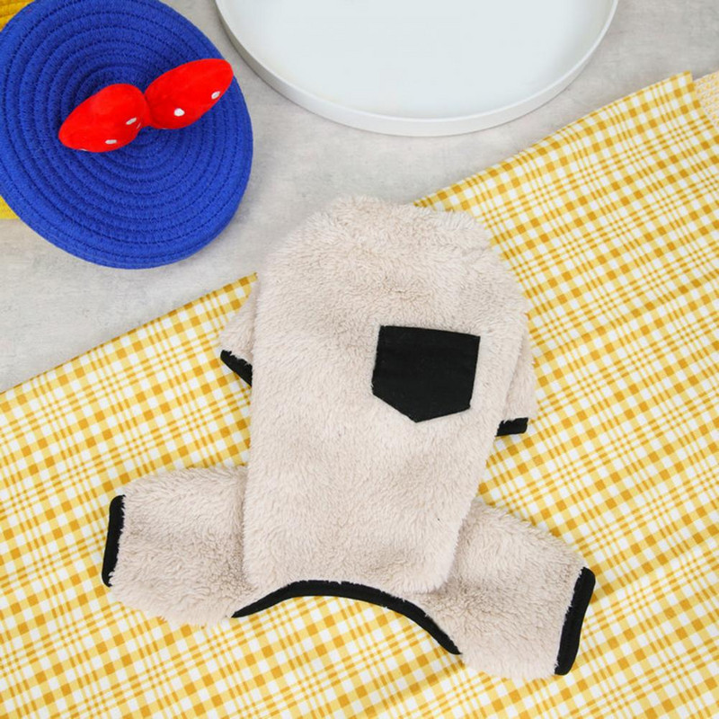 Žavingas, stilingas keturių antblauzdžių naminių gyvūnėlių kostiumas, pliušinis kombinezonas, pastorintas meškiukui