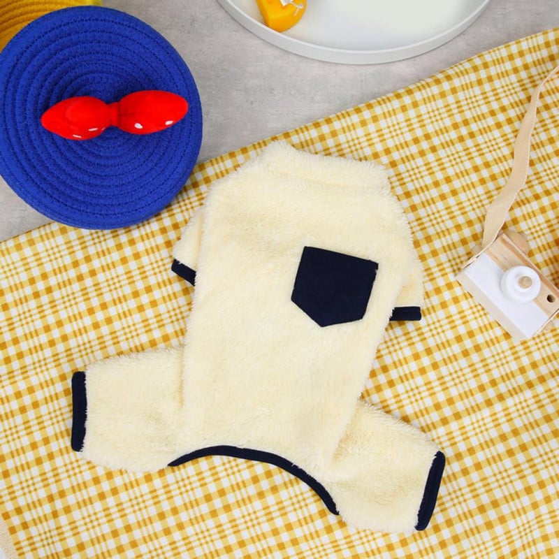 Žavingas, stilingas keturių antblauzdžių naminių gyvūnėlių kostiumas, pliušinis kombinezonas, pastorintas meškiukui