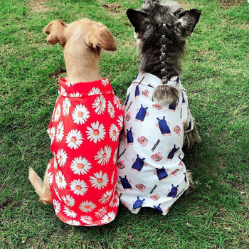 Χαβάης πουκάμισο σκύλου Γαλλικό μπουλντόγκ Ρούχα κατοικίδιων με κουκούλα σκύλου Βαμβακερή στολή μόδας για σκύλους γάτες Κουτάβι Μικρή στολή για διακοπές στη θάλασσα