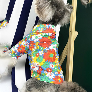 Ανοιξιάτικο καλοκαιρινό βαμβακερό αναπνέον μπλουζάκι κατοικίδιων σκυλιών παραλίας Χαβάη Μικρό μεσαίου μεγέθους μόδας Schnauzer Poodle Bichon