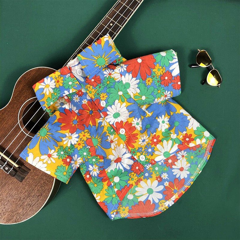 Jarné letné bavlnené priedušné plážové tričko pre psov, havajské tričko, malé stredné veľkosti, módne, bradáč, pudel, bišon