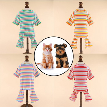 Μαλακή αθλητική φόρμα για γάτα κουτάβι παντελόνι για κατοικίδια Πιτζάμες γάτας Μπλουζάκι για σκύλους για κατοικίδια Πλεκτά ρούχα Κλασική ρίγα με τέσσερα πόδια Όμορφη