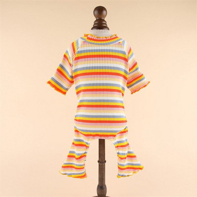 Minkštas sportinis kostiumas katei šuniukas kelnės naminiams gyvūnėliams pižamos kačių marškinėliai naminių šunų kombinezonas Megzti drabužiai Klasikiniai dryžiai, keturios kojos, gražūs