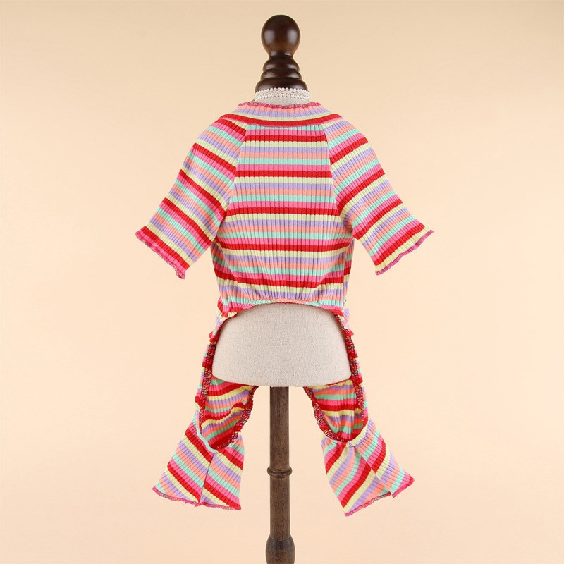 Minkštas sportinis kostiumas katei šuniukas kelnės naminiams gyvūnėliams pižamos kačių marškinėliai naminių šunų kombinezonas Megzti drabužiai Klasikiniai dryžiai, keturios kojos, gražūs