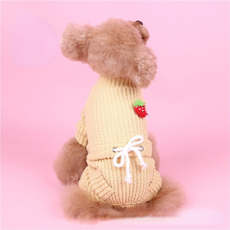 Strawberry Soild Spalva Šunų Kombinezonai Šuniukams Katėms Drabužiai Bichon Teddy Dog Drabužiai mažiems šunims Rudens ir Žiemos naminiai drabužiai