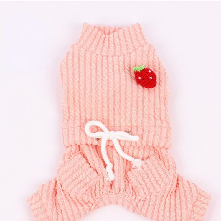 Strawberry Soild Spalva Šunų Kombinezonai Šuniukams Katėms Drabužiai Bichon Teddy Dog Drabužiai mažiems šunims Rudens ir Žiemos naminiai drabužiai
