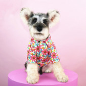 Cămașă dulce pentru câini de talie mică, mijlocie, cu imprimeu floral, vară, plajă, pentru răcire pentru câini, haine Schnauzer, ținute pentru animale de companie