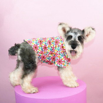 Γλυκό πουκάμισο για σκύλους κατοικίδιων ζώων για μικρούς μεσαίους σκύλους Υπέροχο λουλουδάτο τύπωμα καλοκαιρινό μπλουζάκι για σκύλους στην παραλία Schnauzer Ρούχα Ρούχα για κατοικίδια