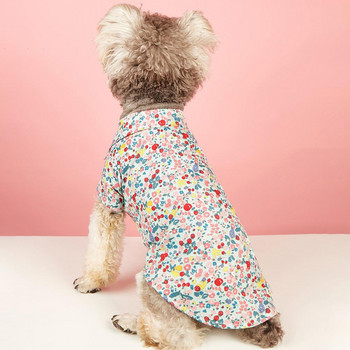 Ρούχα για κατοικίδια Πουκάμισο για σκύλους Όμορφο διακοσμητικό πουκάμισο με στάμπα βαμβακερών λουλουδιών ανθεκτικό στο ξεθώριασμα για καθημερινές προμήθειες για κατοικίδια