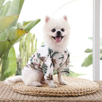 1 бр. Летни дрехи за кучета, Яке за кучета, тениска с принт на кучета, котки, Хавайски плажен стил Ежедневно облекло за кучета за пролетта за малко куче котка