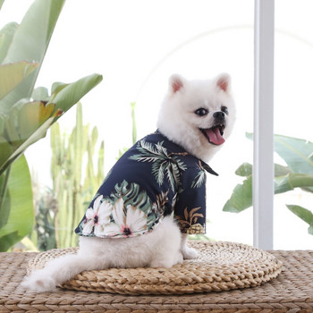 1 бр. Летни дрехи за кучета, Яке за кучета, тениска с принт на кучета, котки, Хавайски плажен стил Ежедневно облекло за кучета за пролетта за малко куче котка